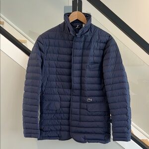 Lacoste Men's Dark Blue Quilted Puffer Coat